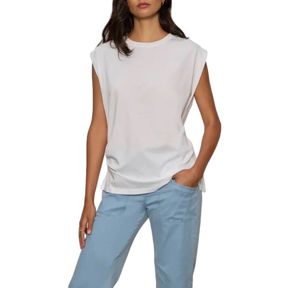 Industry Republic White Ruched Shoulder Sleeveless Modal Tank Top NWT Small